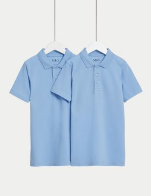 

Unisex,Boys,Girls M&S Collection 2pk Unisex Slim Stain Resist School Polo Shirts (2-18 Yrs) - Blue, Blue