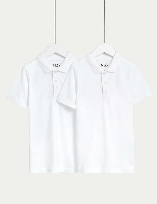 2pk Unisex Slim Stain Resist School Polo Shirts (2-18 Yrs) - AT
