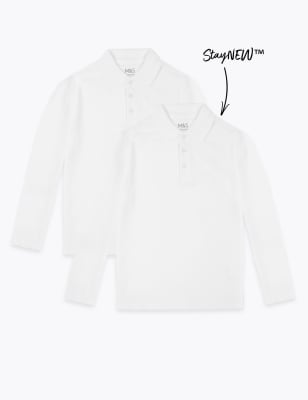 

Unisex,Boys,Girls 2pk Unisex Pure Cotton School Polo Shirts - White, White