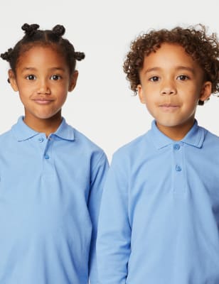 

Unisex,Boys,Girls M&S Collection 2pk Unisex Pure Cotton School Polo Shirts (2-18 Yrs) - Blue, Blue