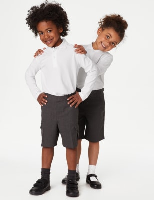 2pk Unisex Stain Resist School Polo Shirts (2-18 Yrs)