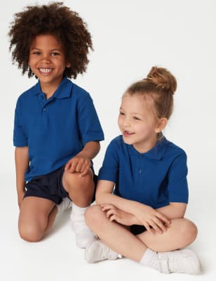 Long sleeve blue shop school polo shirts