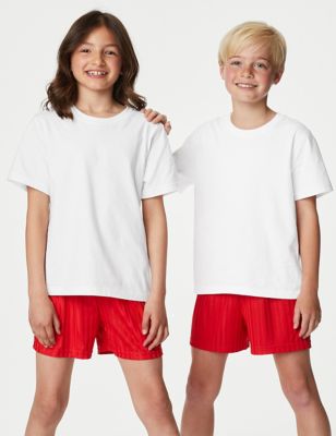 M&S 2pk Unisex Pure Cotton School T-Shirts (2-16 Yrs) - 11-12 - White, White