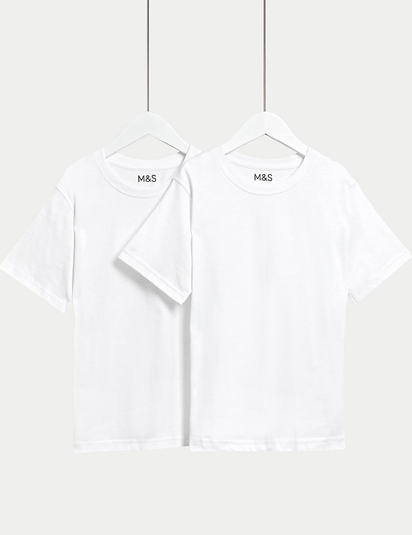 兩件裝中性純棉學校 T 恤（2 至 16 歲）