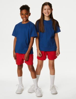M&S Unisex Pure Cotton School T-Shirt (2-16 Yrs) - 14-15 - Royal Blue, Royal Blue,Pale Blue,Gold