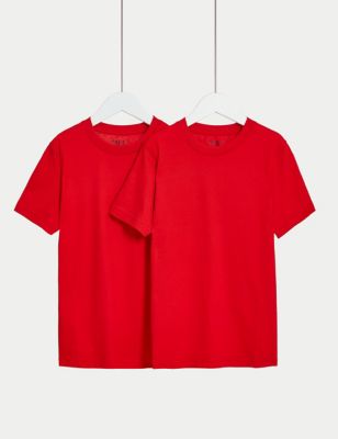 

Unisex,Boys,Girls M&S Collection 2pk Unisex Pure Cotton School T-Shirts (2-16 Yrs) - Red, Red