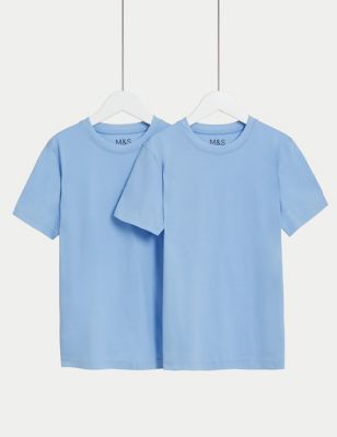 

Unisex,Boys,Girls M&S Collection 2pk Unisex Pure Cotton School T-Shirts (2-16 Yrs) - Pale Blue, Pale Blue