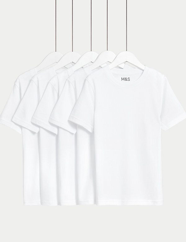 5pk Pure Cotton Stain Resist School T-Shirts (2-16 Yrs) - OM