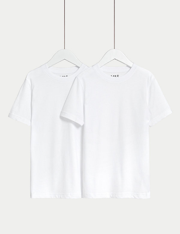 2pk Unisex Pure Cotton School T-Shirts (2-16 Yrs) - CA