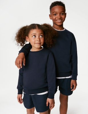 Marks And Spencer Unisex,Boys,Girls GOODMOVE Unisex Regular Fit School Sweatshirt (3-16 Yrs) - Navy