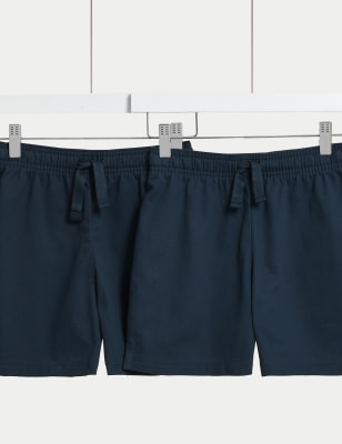 2pk Unisex Pure Cotton School Shorts (2-16 Yrs)