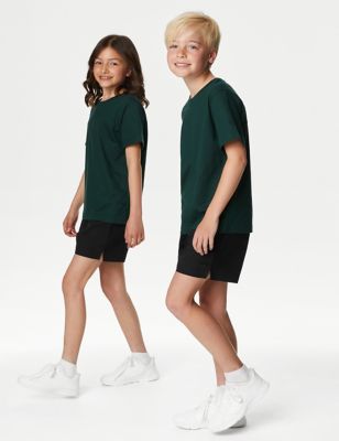 Goodmove 2pk Unisex Pure Cotton School Shorts (2-16 Yrs) - 5-6 Y - Black, Black,Navy