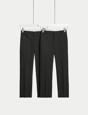 Marks And Spencer Boys M&S Collection 2pk Boys' Regular Leg School Trousers (2-18 Yrs) - Charcoal
