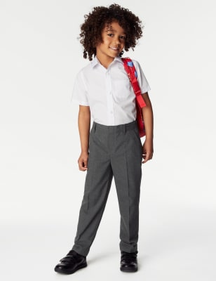 M&S Boys 2-Pack Easy Dressing School Trousers (3-18 Yrs) - 14-15 - Grey, Grey,Black