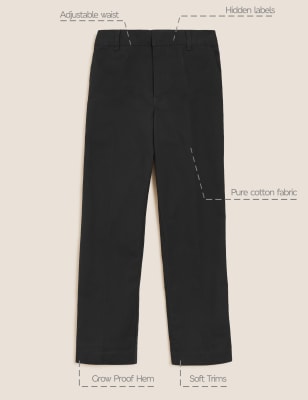 Pantalon garçon en coton doté de la technologie Skin Kind, idéal pour l'école - Black