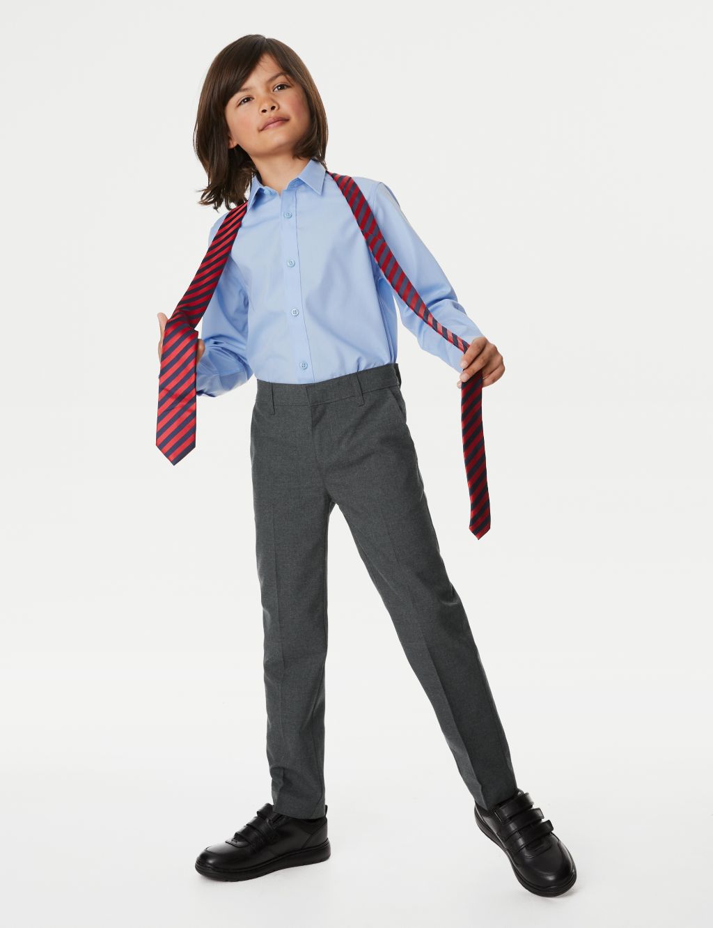 2pk Boys' Slim Leg Plus Waist School Trousers  (2-18 Yrs) image 2