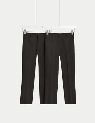 M&S Boys 2-Pack Slim Leg School Trousers (2-18 Yrs) - 17-18 - Charcoal, Charcoal,Grey,Navy,Black