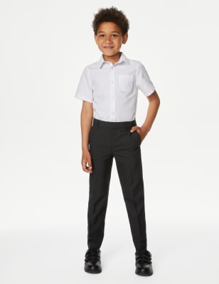 M&S Boys 2pk Boy's Slim Leg School Trousers (2-18 Yrs) - 6-7 Y - Black, Black,Charcoal,Grey,Navy