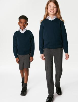 Marks And Spencer Unisex,Boys,Girls M&S Collection 2pk Unisex Pure Cotton School Jumper (3-18 Yrs) - Navy