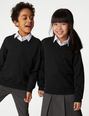 Marks And Spencer Unisex,Boys,Girls M&S Collection 2pk Unisex Pure Cotton School Jumper (3-18 Yrs) - Black, Black