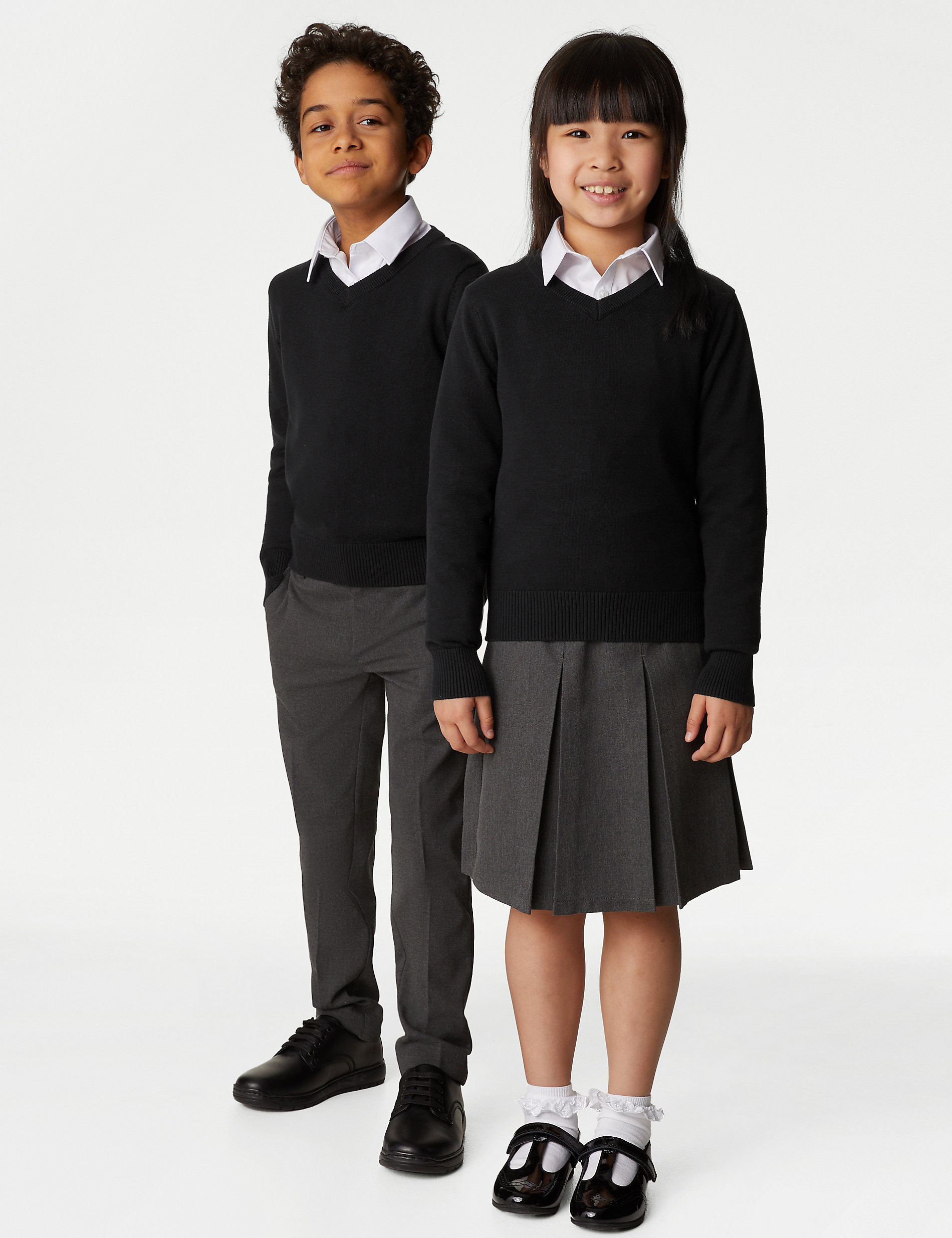 2 件装男女通用修身版型棉质学生套头衫（3-18 岁）