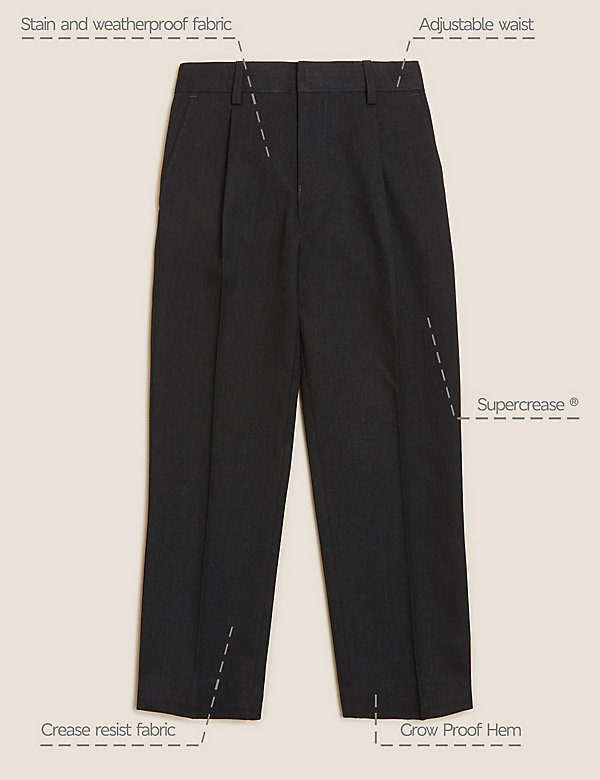 Age 2-16 Ex M&S Boys Regular Fit Black Charcoal Grey Navy School Trousers 