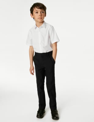 M&S Boys Boy's Regular Leg Plus Waist School Trousers (2-18 Yrs) - 3-4 Y - Black, Black