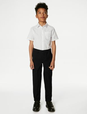 M&S Boys Relaxed Stretch School Trousers (2-18 Yrs) - 14-15 - Black, Black,Grey
