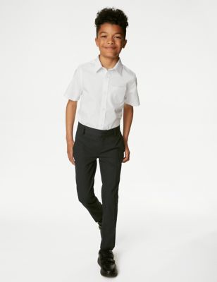 M&S Boys Super Skinny Longer Length School Trousers (2-18 Yrs) - 16-17LNG - Charcoal, Charcoal,Black