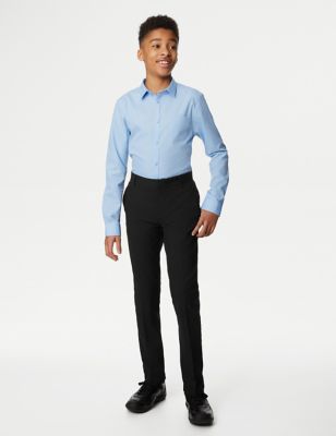 M&S Boys Skinny Leg Longer Length School Trousers (2-18 Yrs) - 10-11XL - Black, Black