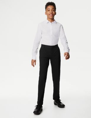 M&S Boys Slim Leg Longer Length School Trousers (2-18 Yrs) - 10-11LNG - Black, Black