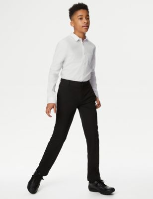 M&S Boys Slim Leg Plus Waist School Trousers (2-18 Yrs) - 14-15 - Black, Black