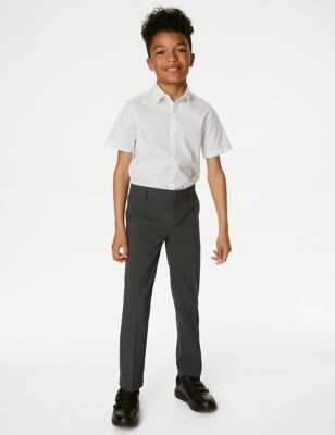 M&S Boys Slim Leg School Trousers (2-18 Yrs) - 7-8 Y - Grey, Grey,Black,Charcoal