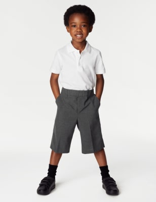 M&S Boys 2-Pack Easy Dressing School Shorts (3-14 Yrs) - 14-15 - Grey, Grey