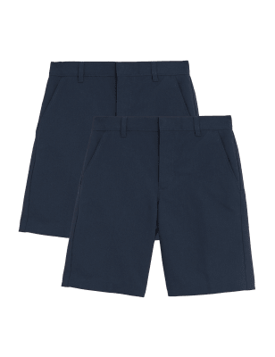 

Boys M&S Collection School 2pk Boys' Regular Leg Shorts (2-14 Yrs) - Navy Mix, Navy Mix