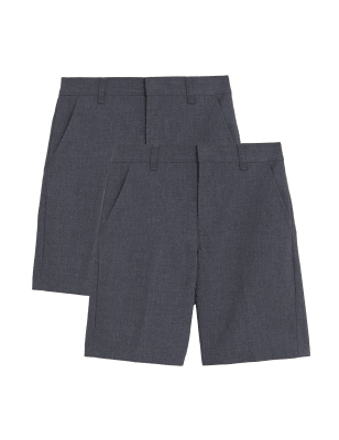 

M&S Collection 2er-Pack Schulshorts für Jungen mit normalem Bein (2-14 Jahre) - Grey, Grey