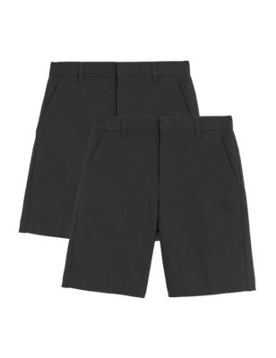 Boys M&S Collection School 2pk Boys' Regular Leg Shorts (2-14 Yrs) - Black