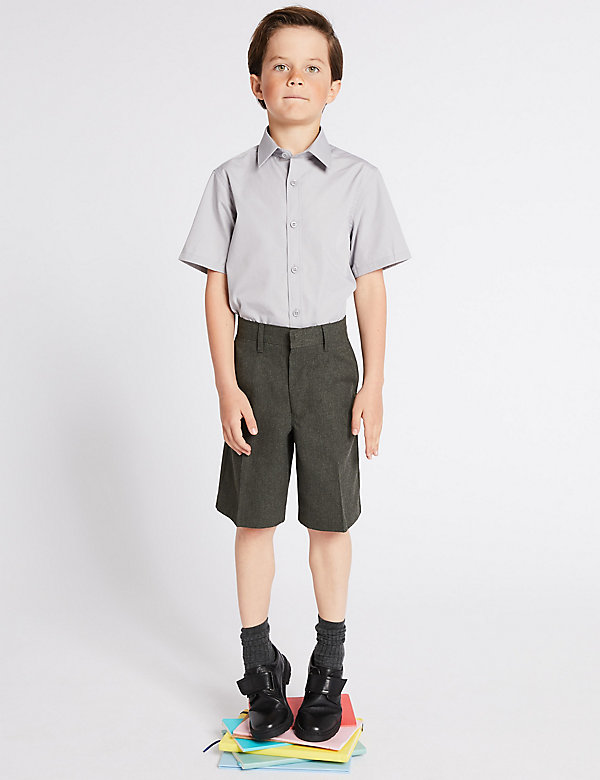 Short garçon à pinces coupe standard, idéal pour l’école (du 2 au 14&nbsp;ans)