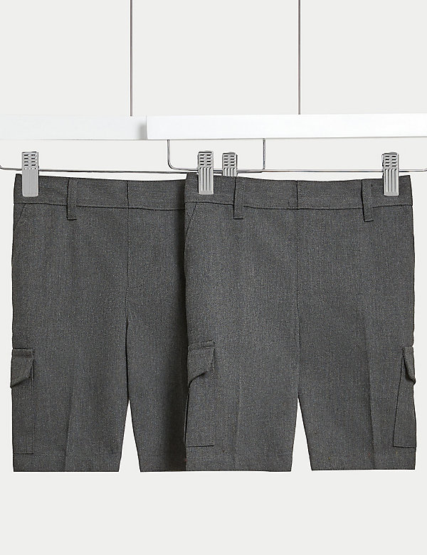 2pk Boys' Plus Waist Cargo School Shorts  (4-14 Yrs) - US