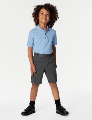 M&S Boys 2-Pack Cargo School Shorts (2-14 Yrs) - 6-7 Y - Grey, Grey