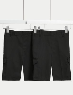 2pk Boys' Cargo School Shorts (2-14 Yrs)