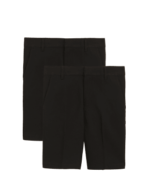 

Boys M&S Collection School 2pk Boys' Slim Leg Shorts (2-14 Yrs) - Black, Black