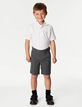 عبوة من 2 سروال مدرسي قصير للأولاد بتصميم ساق عادية (سليم) بمقاس كبير عند الخصر (4 - 14 سنة)