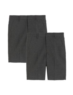 

Boys M&S Collection School 2pk Boys' Slim Leg Shorts (2-14 Yrs) - Grey, Grey