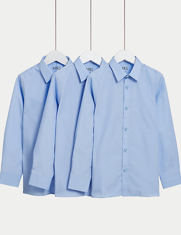 Set van 3 makkelijk strijkbare schooloverhemden met slanke pasvorm voor jongens (2-16 jaar) - NL