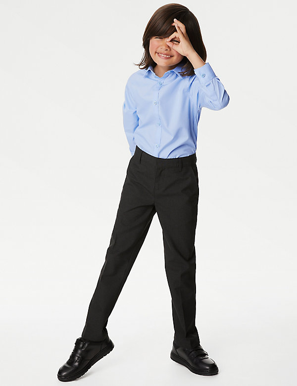 3 件装男孩修身版型方便熨烫学生衬衫（2-16 岁）