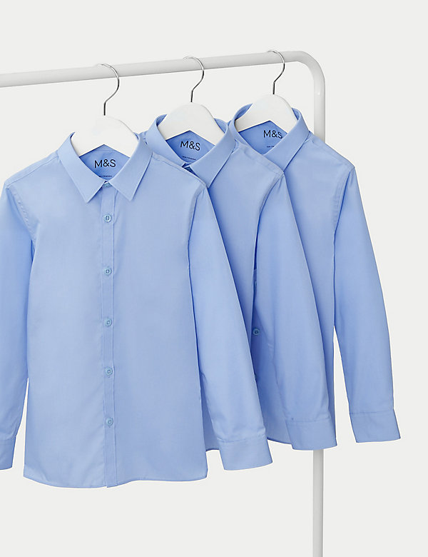 Set van 3 makkelijk strijkbare schooloverhemden met slanke pasvorm voor jongens (2-16 jaar)