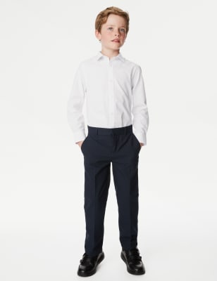 M&S Boys 3pk Boy's Longer Length Easy Iron School Shirts (4-18 Yrs) - 4-5 YLNG - White, White