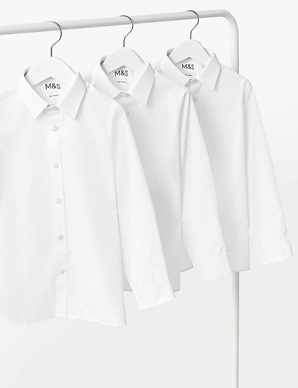 Pack de 3 camisas escolares con largo adicional de planchado fácil para chicos (4-18&nbsp;años) - US