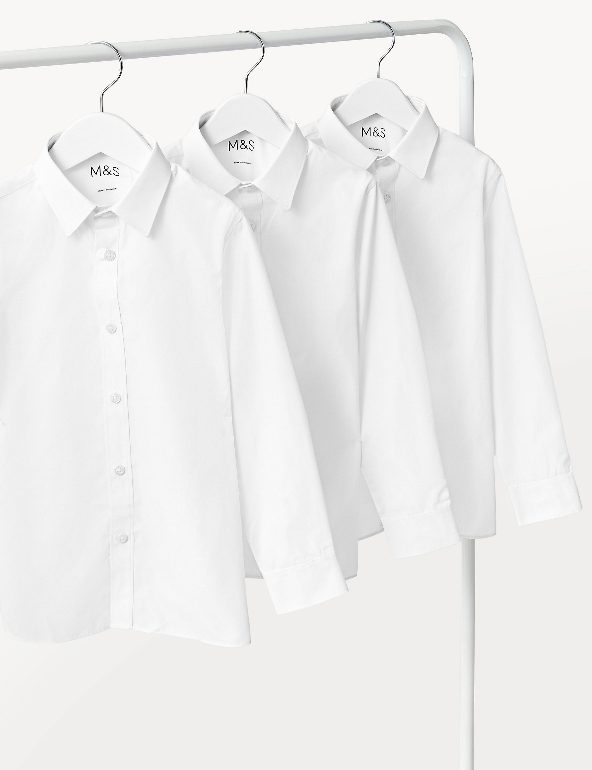 3er-Pack länger geschnittene, bügelleichte Schulhemden für Jungen (4–18 Jahre)